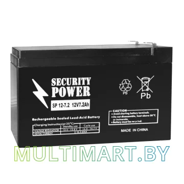 Аккумулятор для ИБП Security Power SP 12-7.2 F2 (12В/7.2 А·ч)